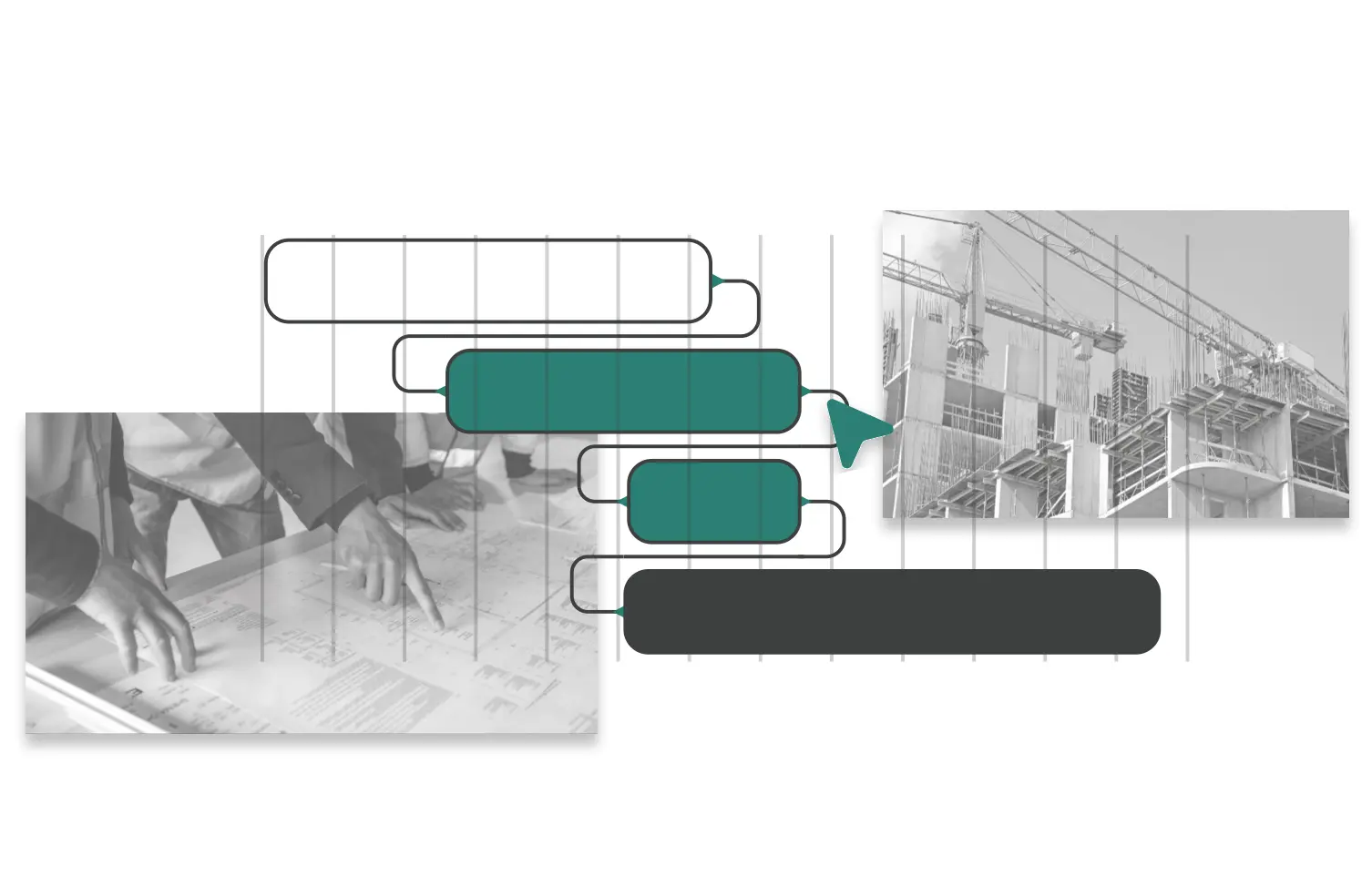 Orchesia mind map: a construction project broken down into tasks and subtasks.