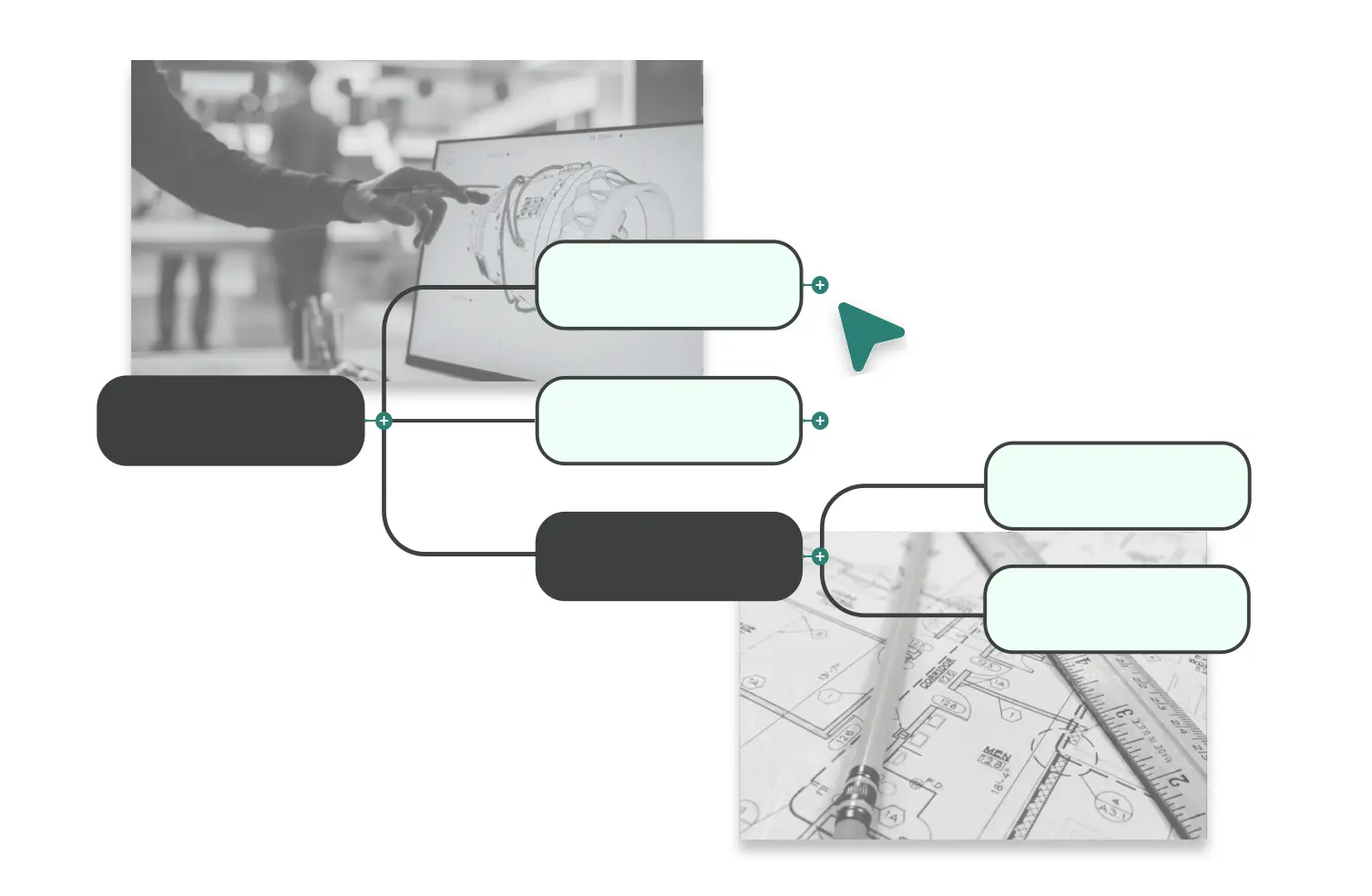 Orchesia mind map: an engineering firm project broken down into tasks and subtasks.