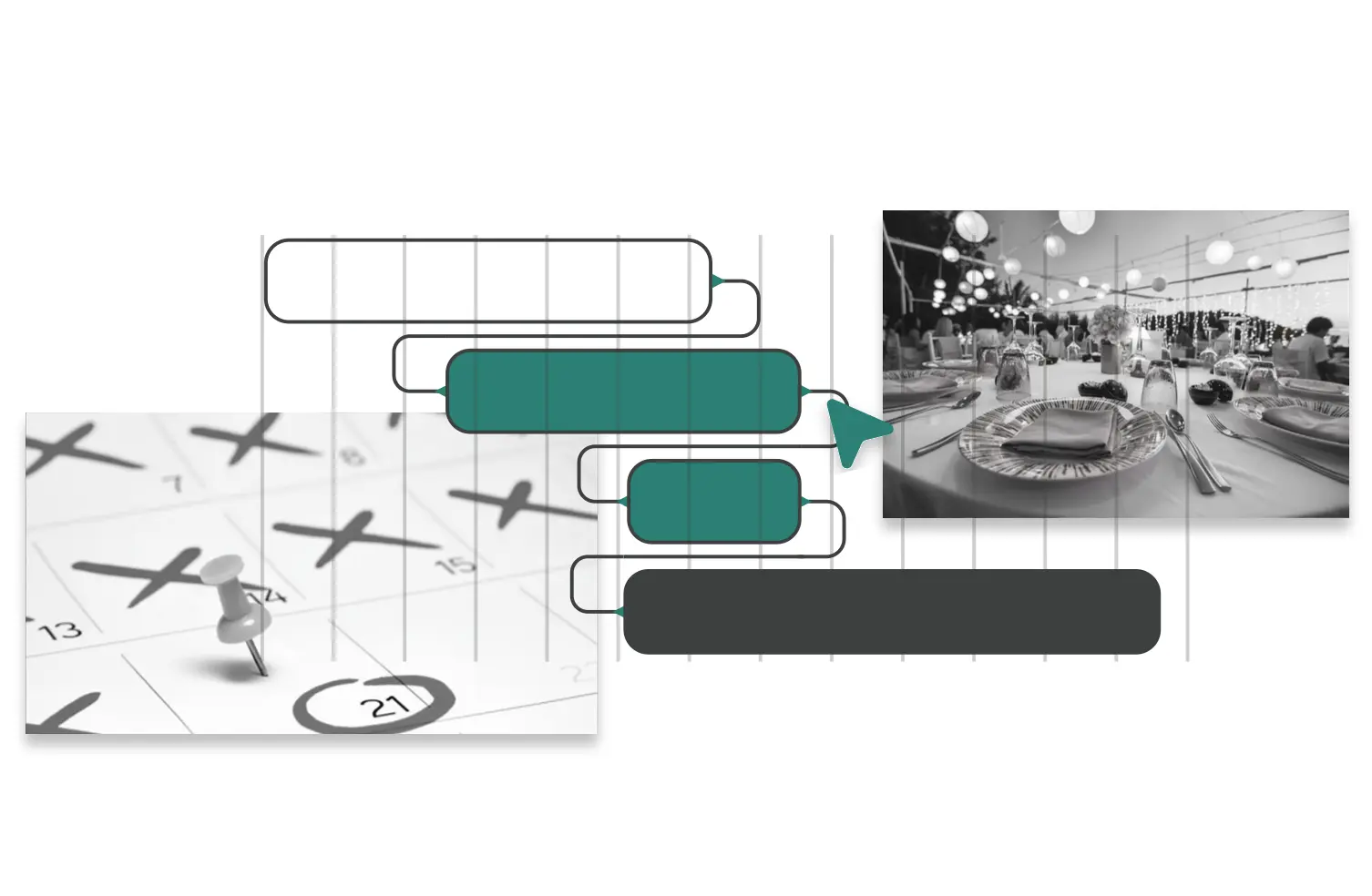 Orchesia mind map: an event project broken down into tasks and subtasks.