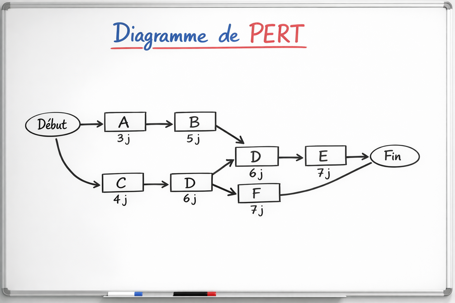 Dessiner un PERT à la main - papier ou tableau blanc